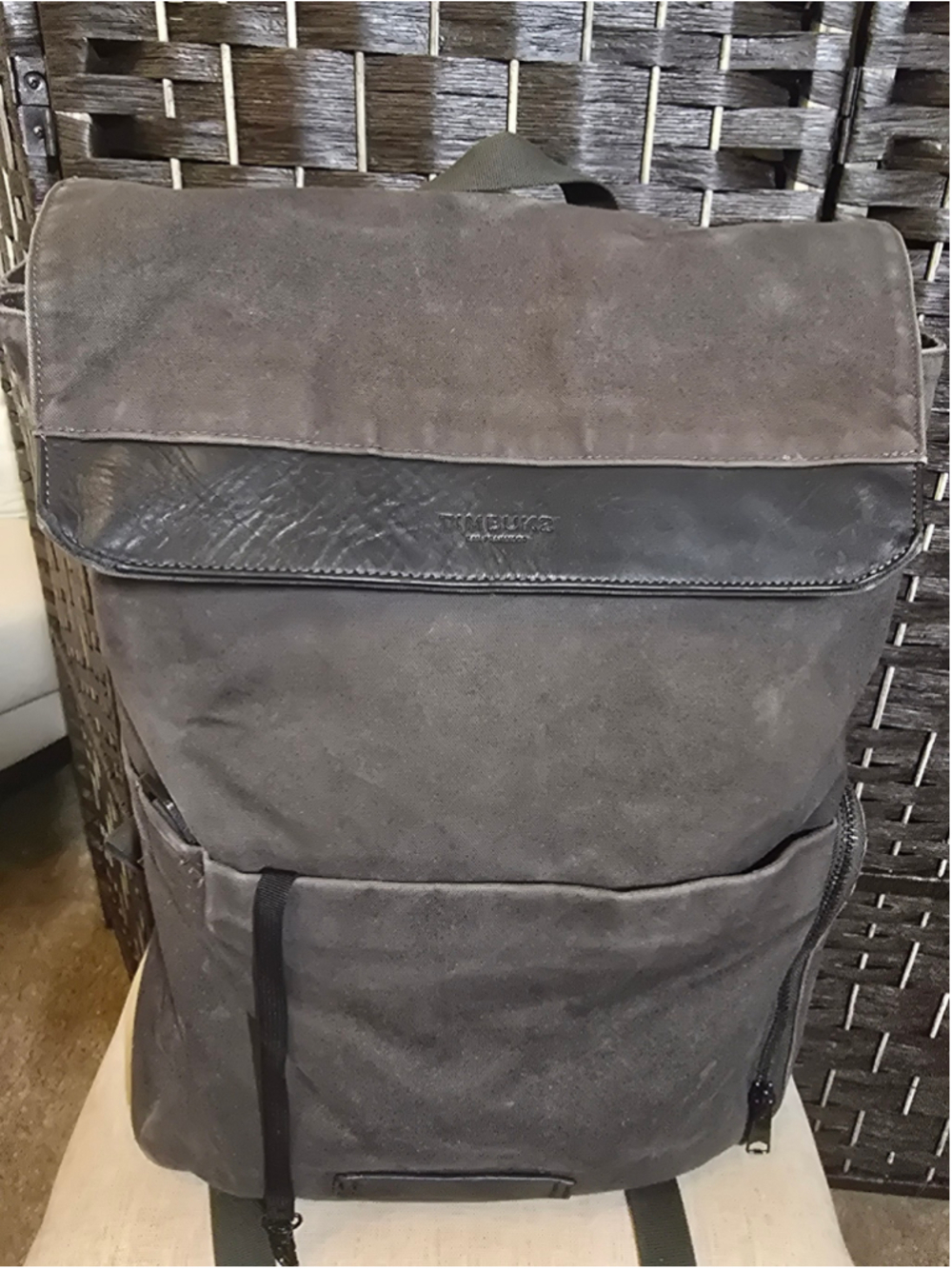 Timbuk2 Foundry Pack Waxed Canvas Leather Trim Laptop Rucksack Backpack Grey